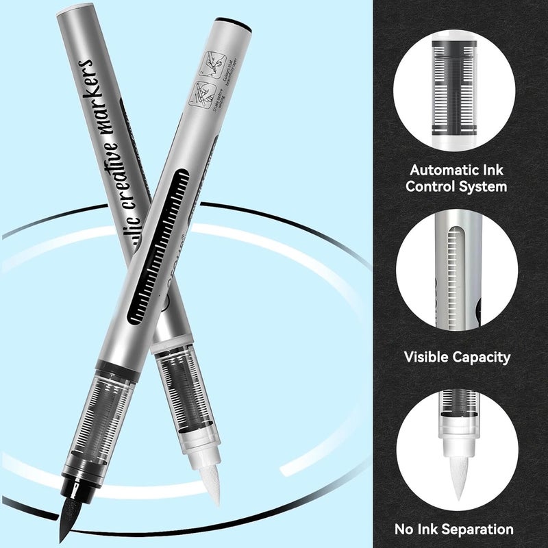 QFOUR 3 White & 3 Black Paint Pen, Black and White Paint Markers for Rock Painting, Wood, Plastic, Ceramic and Frabic, Acrylic Markers, 6 Pack - Image 5